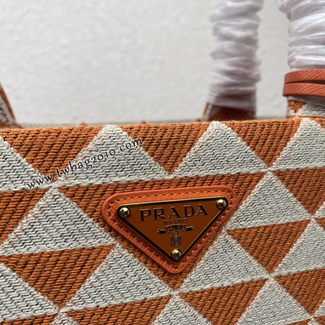 Prada專櫃新款刺繡織物包購物袋 1BA356 普拉達大號無長肩帶手提刺繡托特包 csp1151